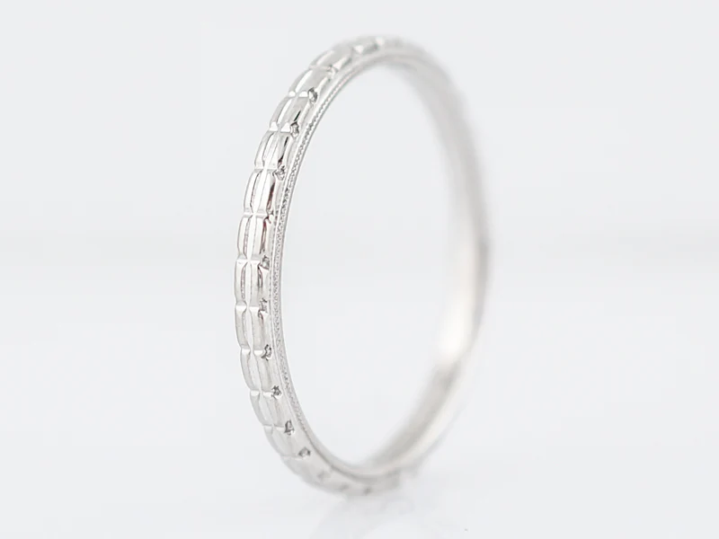 Antique Wedding Band Art Deco Orange Blossom in 18k White Gold - Image 3