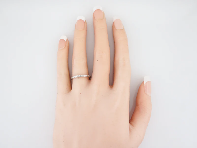 Antique Wedding Band Art Deco Orange Blossom in 18k White Gold - Image 4
