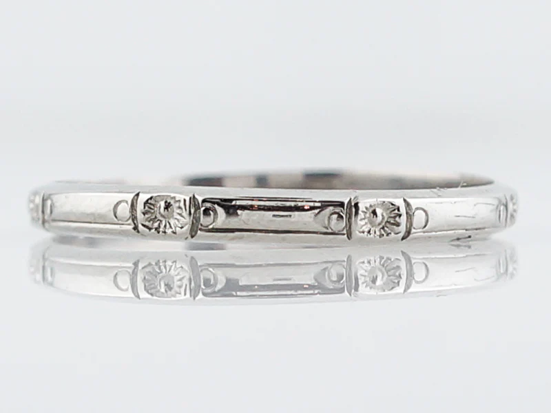 Antique Wedding Band Art Deco Orange Blossom in 18k White Gold