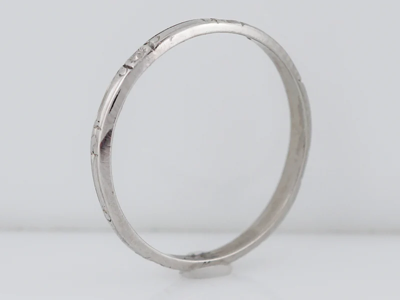 Antique Wedding Band Art Deco Orange Blossom in 18k White Gold - Image 2