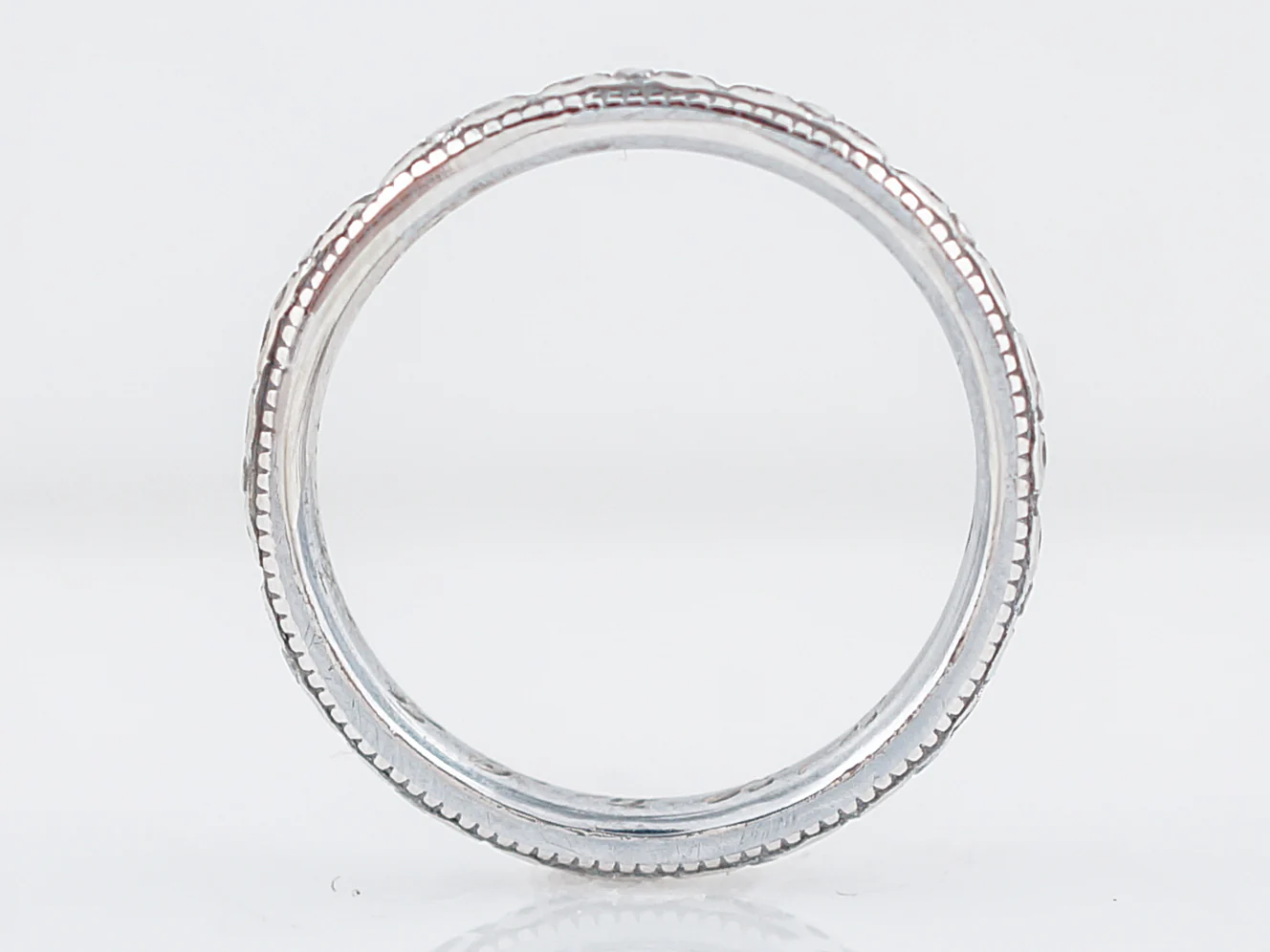 Antique Wedding Band Art Deco Orange Blossom in 18k White Gold - Image 2