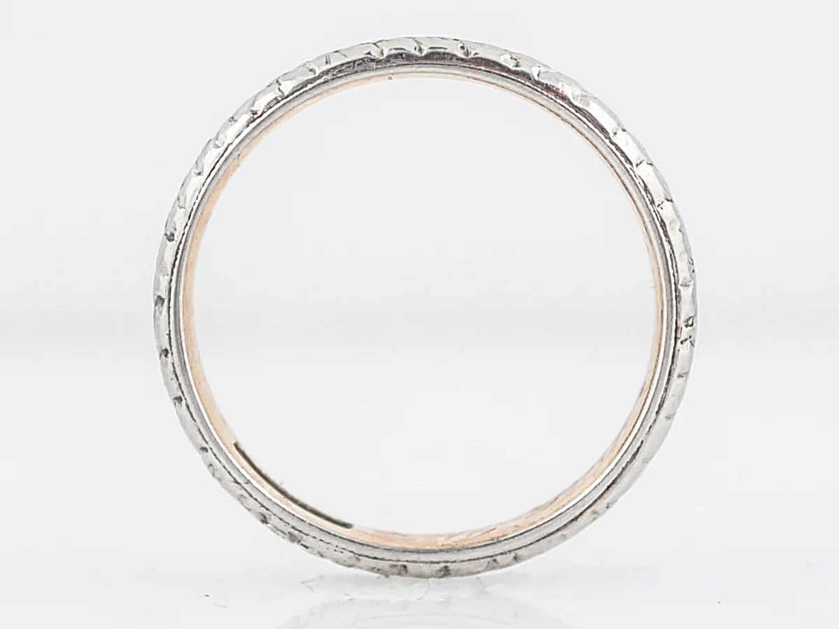 Antique Wedding Band Art Deco Orange Blossom in 18k White & Yellow Gold - Image 3