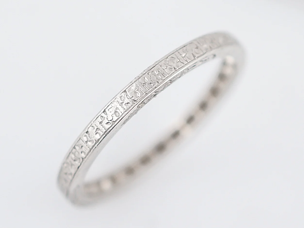 Antique Wedding Band Art Deco Orange Blossom in Platinum - Image 4