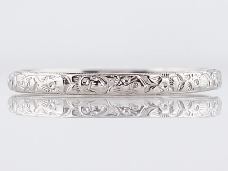 Antique Wedding Band Art Deco Orange Blossom in Platinum