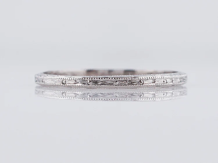 Antique Wedding Band Art Deco Orange Blossom in Platinum