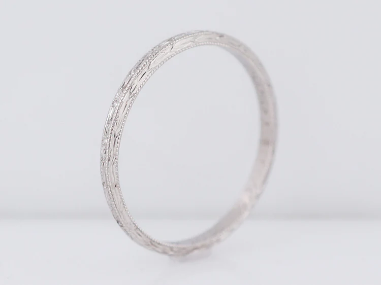 Antique Wedding Band Art Deco Orange Blossom in Platinum - Image 3