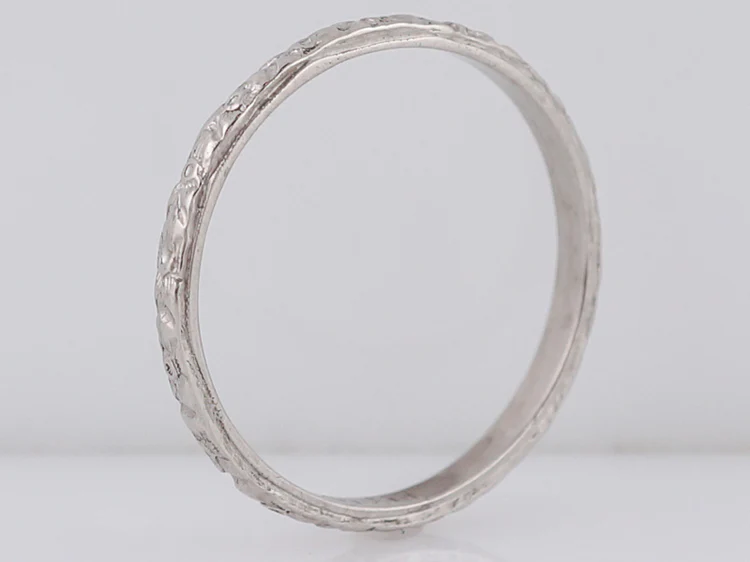 Antique Wedding Band Art Deco Orange Blossom in Platinum - Image 3