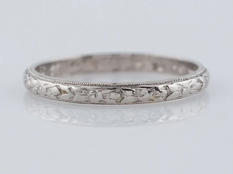 Antique Wedding Band Art Deco Orange Blossom in Platinum