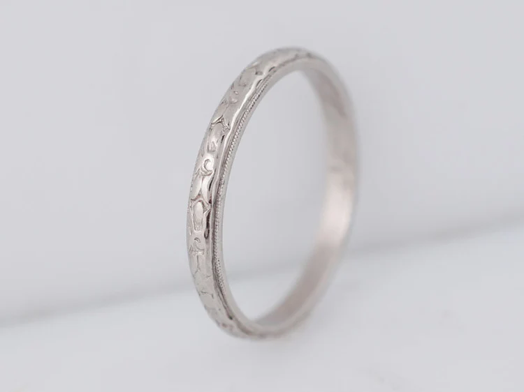Antique Wedding Band Art Deco Orange Blossom in Platinum - Image 4