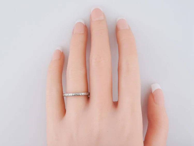 Antique Wedding Band Art Deco Orange Blossom in Platinum - Image 6
