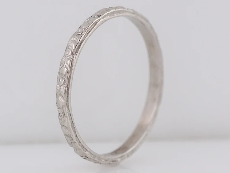 Antique Wedding Band Art Deco Orange Blossom in Platinum - Image 4