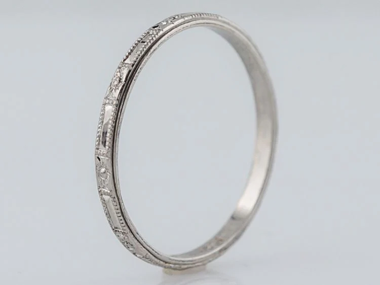 Antique Wedding Band Art Deco Orange Blossom in Platinum - Image 2