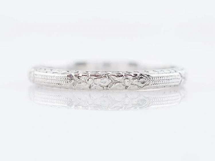 Antique Wedding Band Art Deco Orange Blossom in Platinum