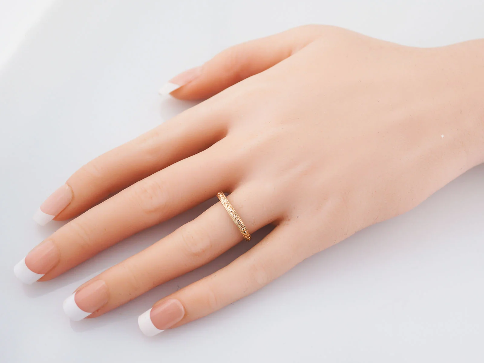 Antique Wedding Band Art Deco Orange Blossom in 14k Yellow Gold - Image 6