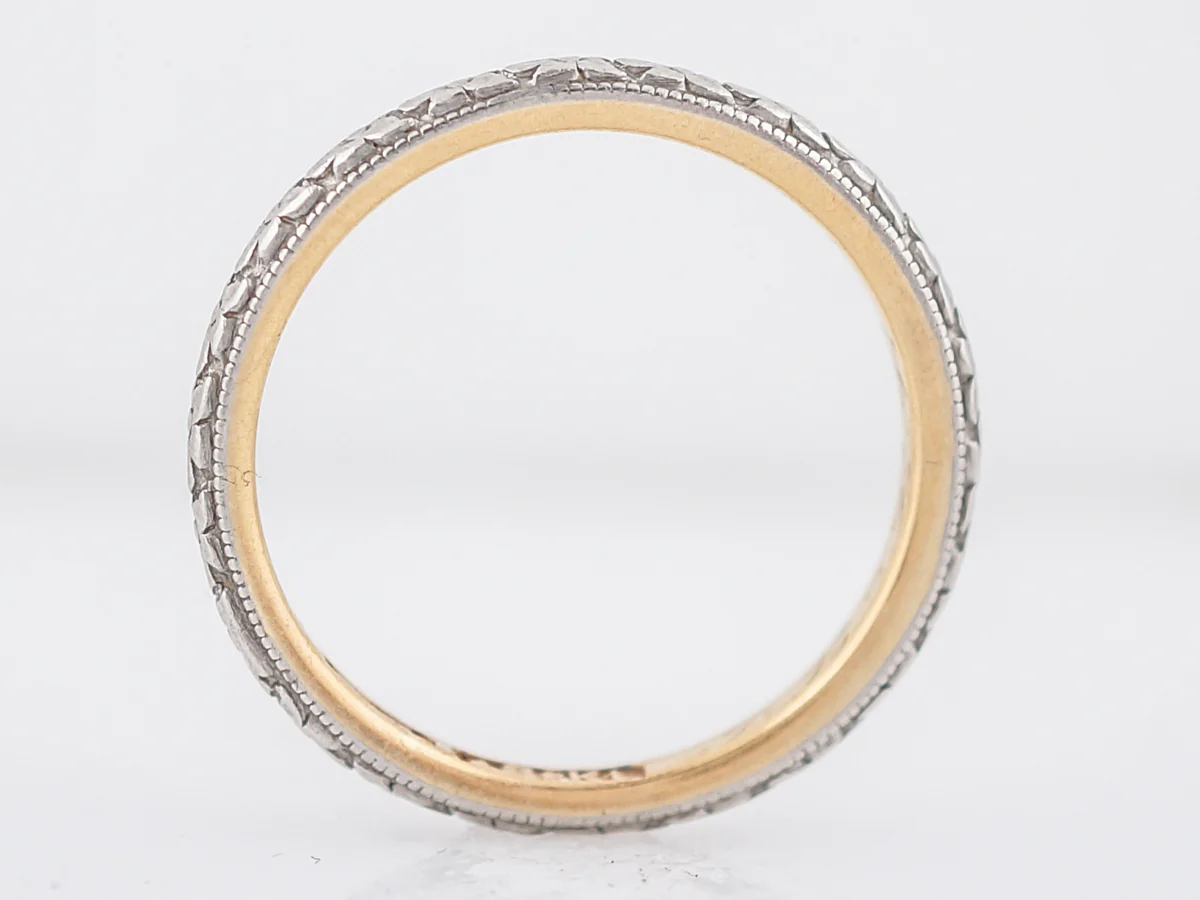 Antique Wedding Band Edwardian Orange Blossom in 18k White & Yellow Gold - Image 3