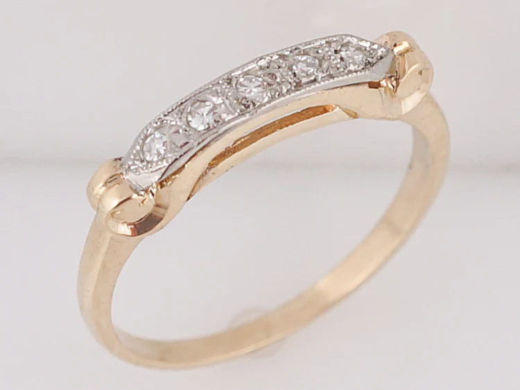 Antique Wedding Band Late Art Deco .20 Single Cut Diamonds in 14k - Image 4