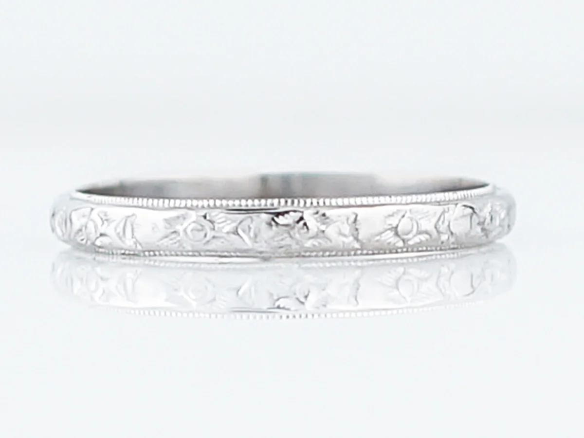 Antique Wedding Band Orange Blossom Art Deco in 14k White Gold
