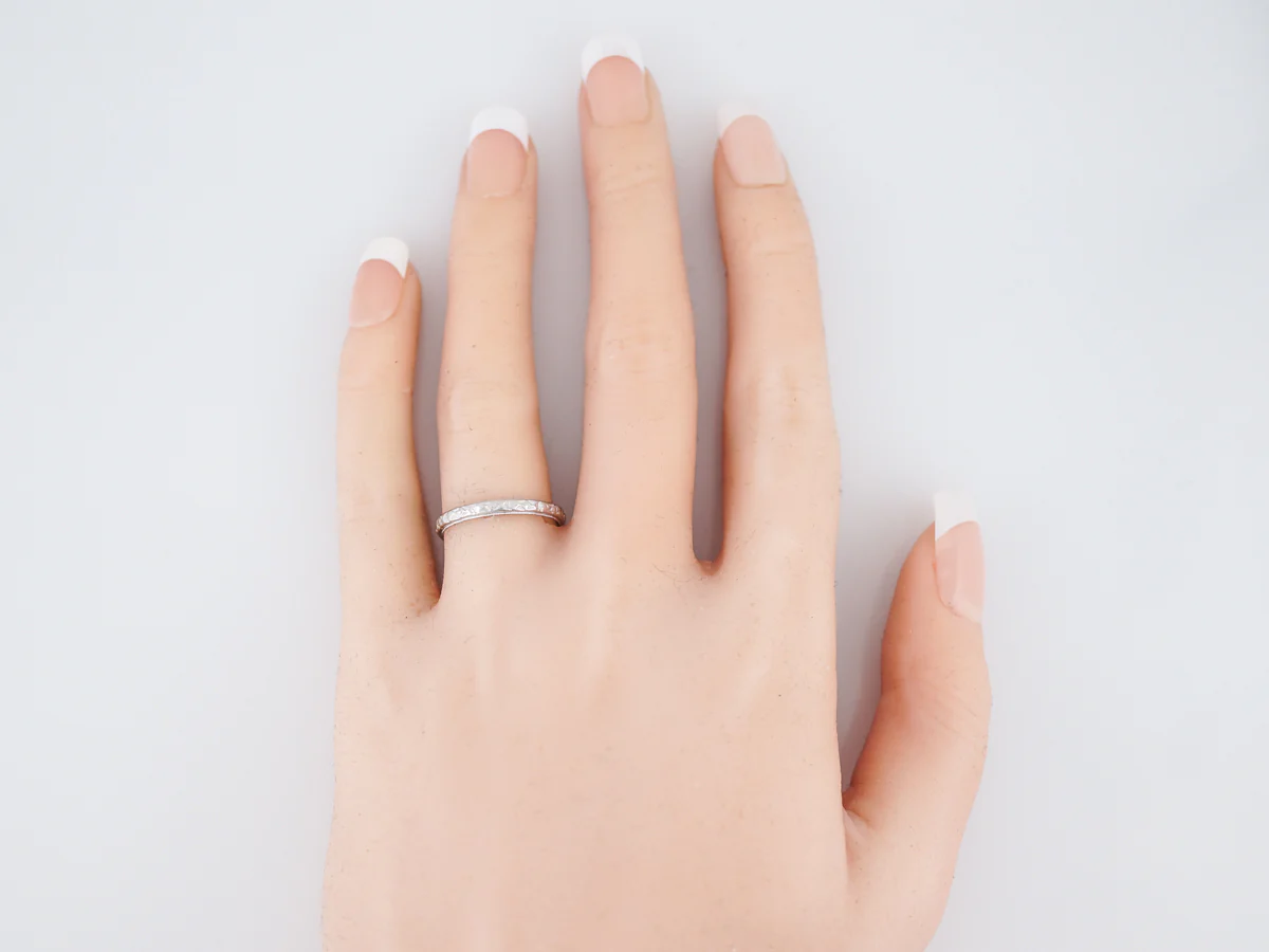 Antique Wedding Band Orange Blossom Art Deco in 14k White Gold - Image 5