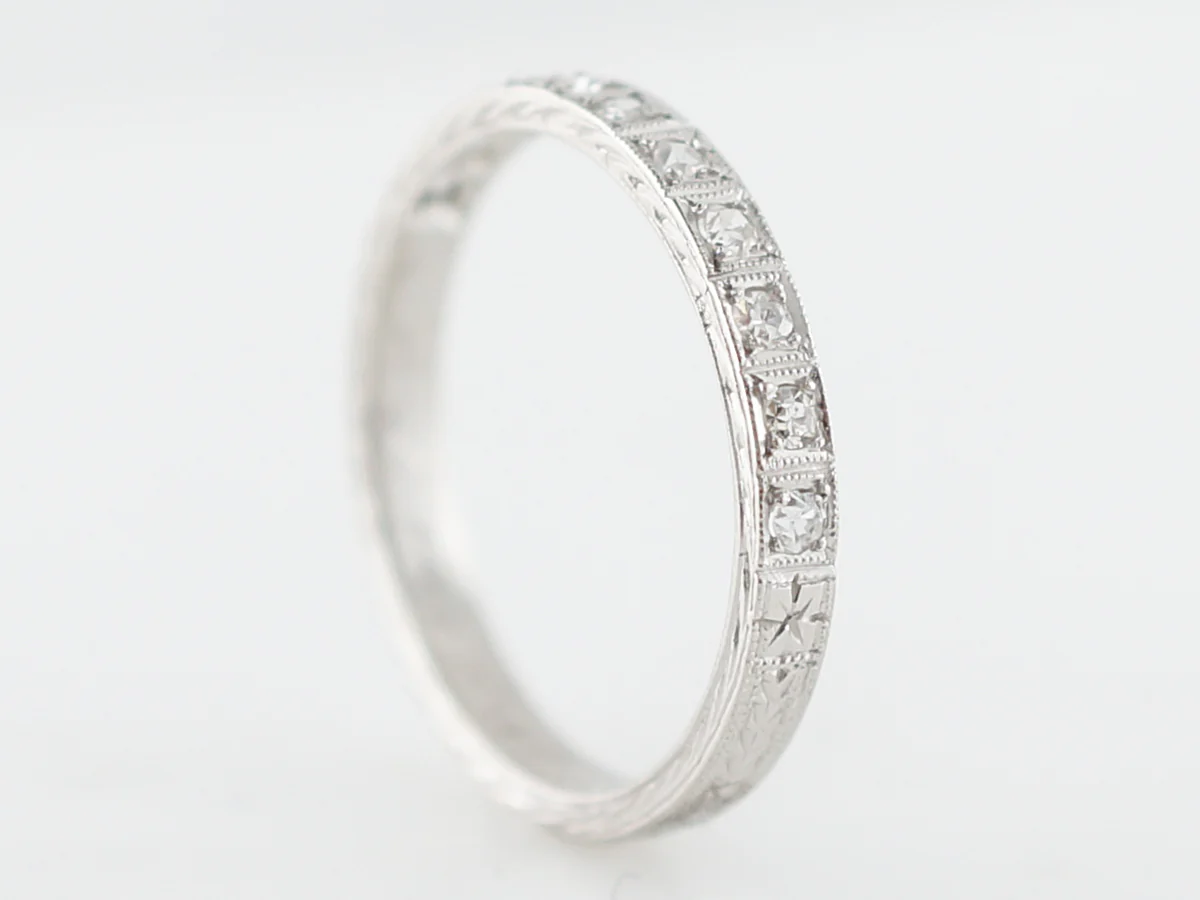 Antique Wedding Band Victorian .22 Old Mine & European Cut Diamonds in Platinum - Image 6