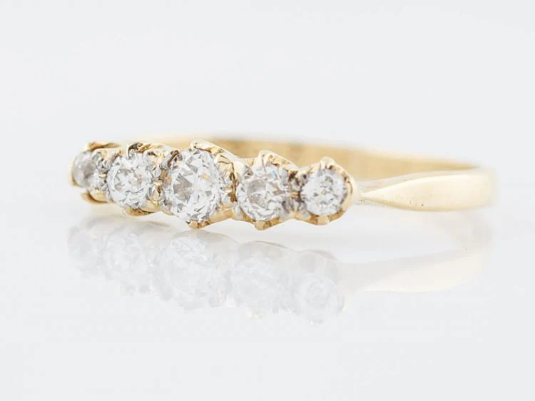 Antique Wedding Band Victorian .52 Old Mine Cut Diamonds in 18k Yellow Gold - Image 2
