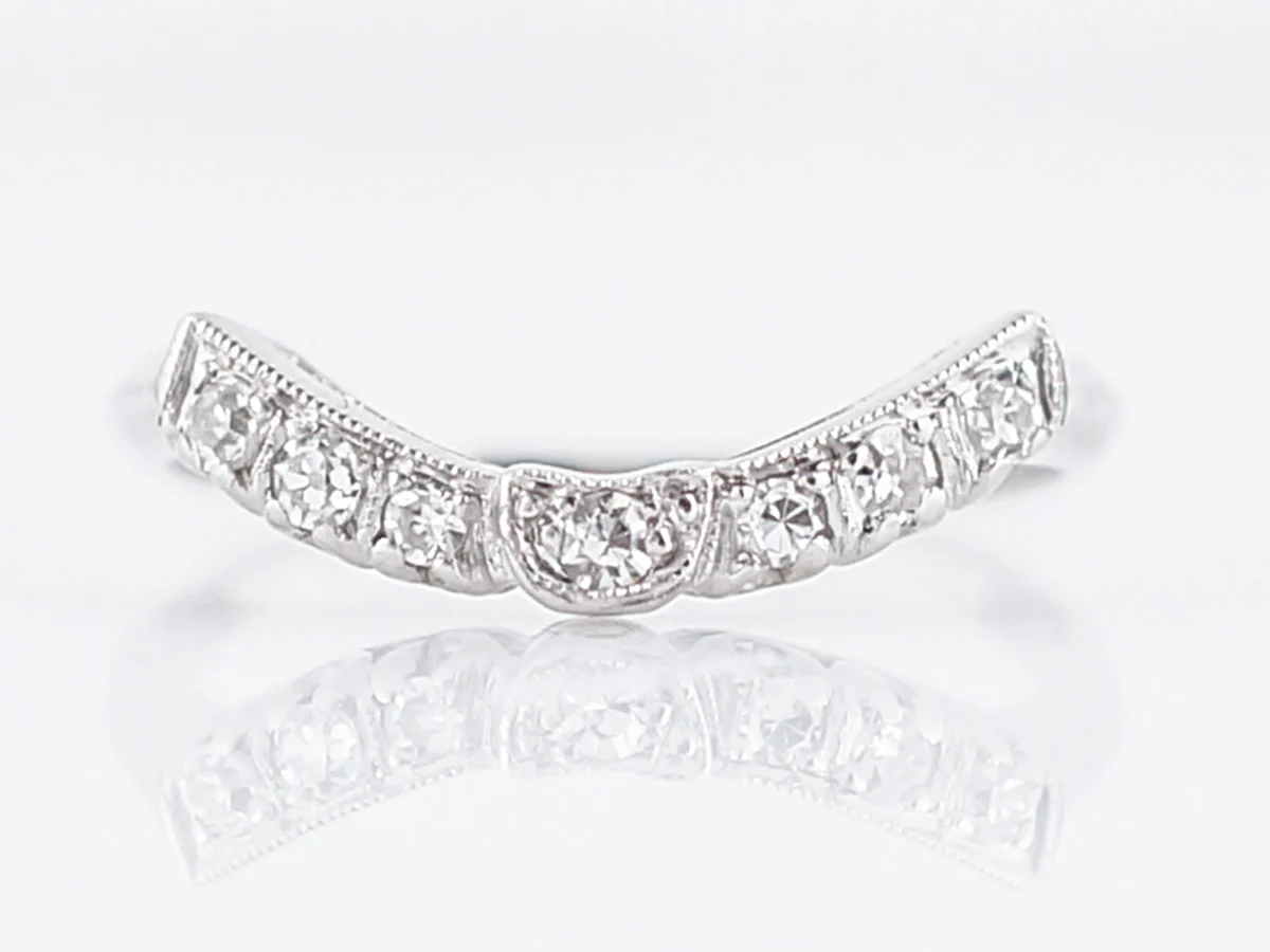 Antique Wedding Ring Guards Art Deco .28 Single Cut Diamonds in Platinum - Image 5