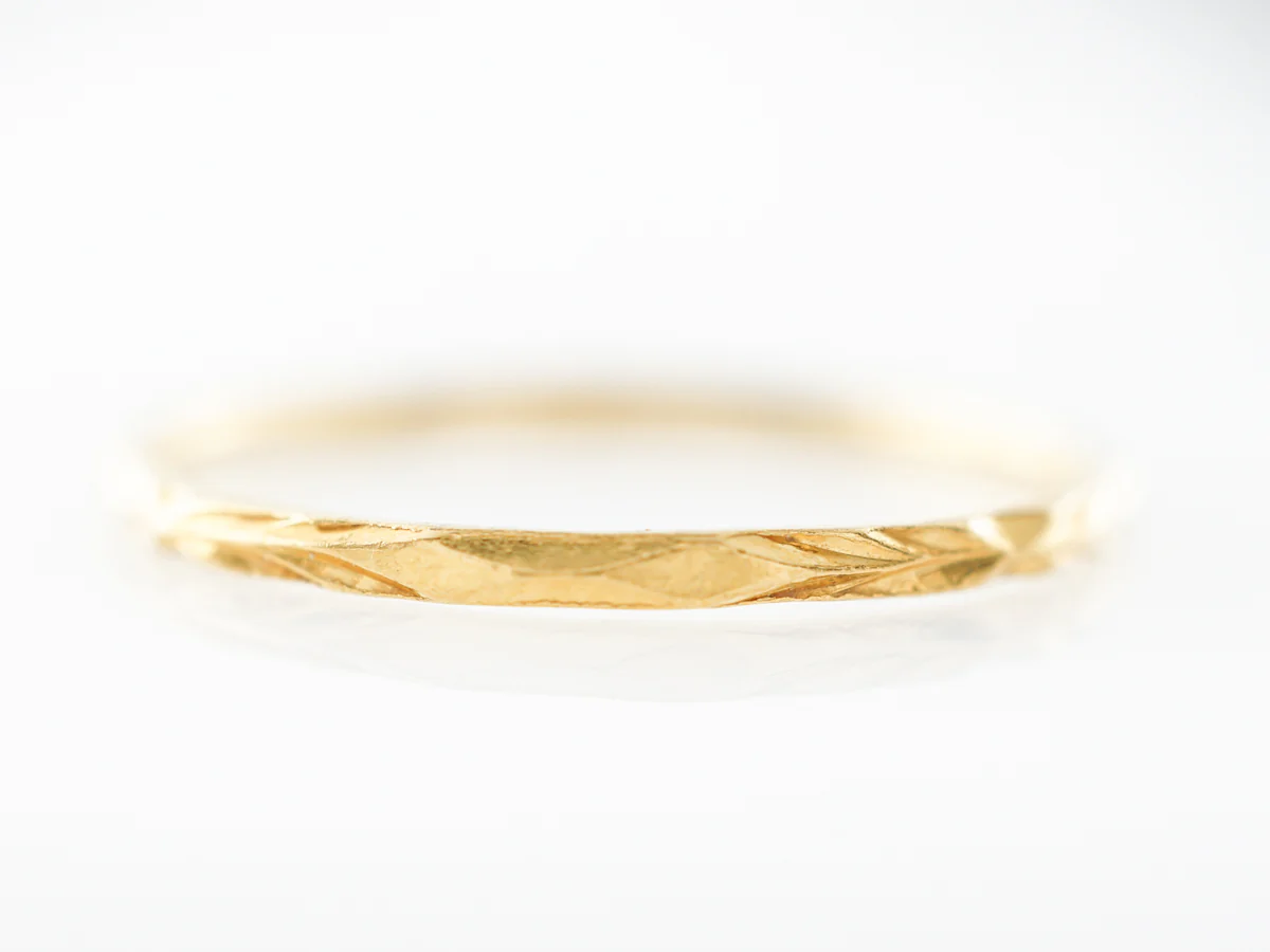 Antique Yellow Gold Engraved Wedding Band in 22k Yellow Gold - Image 3