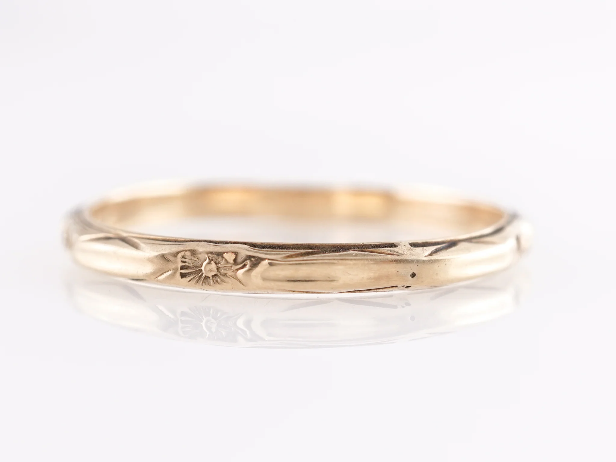 Antique Yellow Gold Orange Blossom Wedding Band in 10k - Image 3