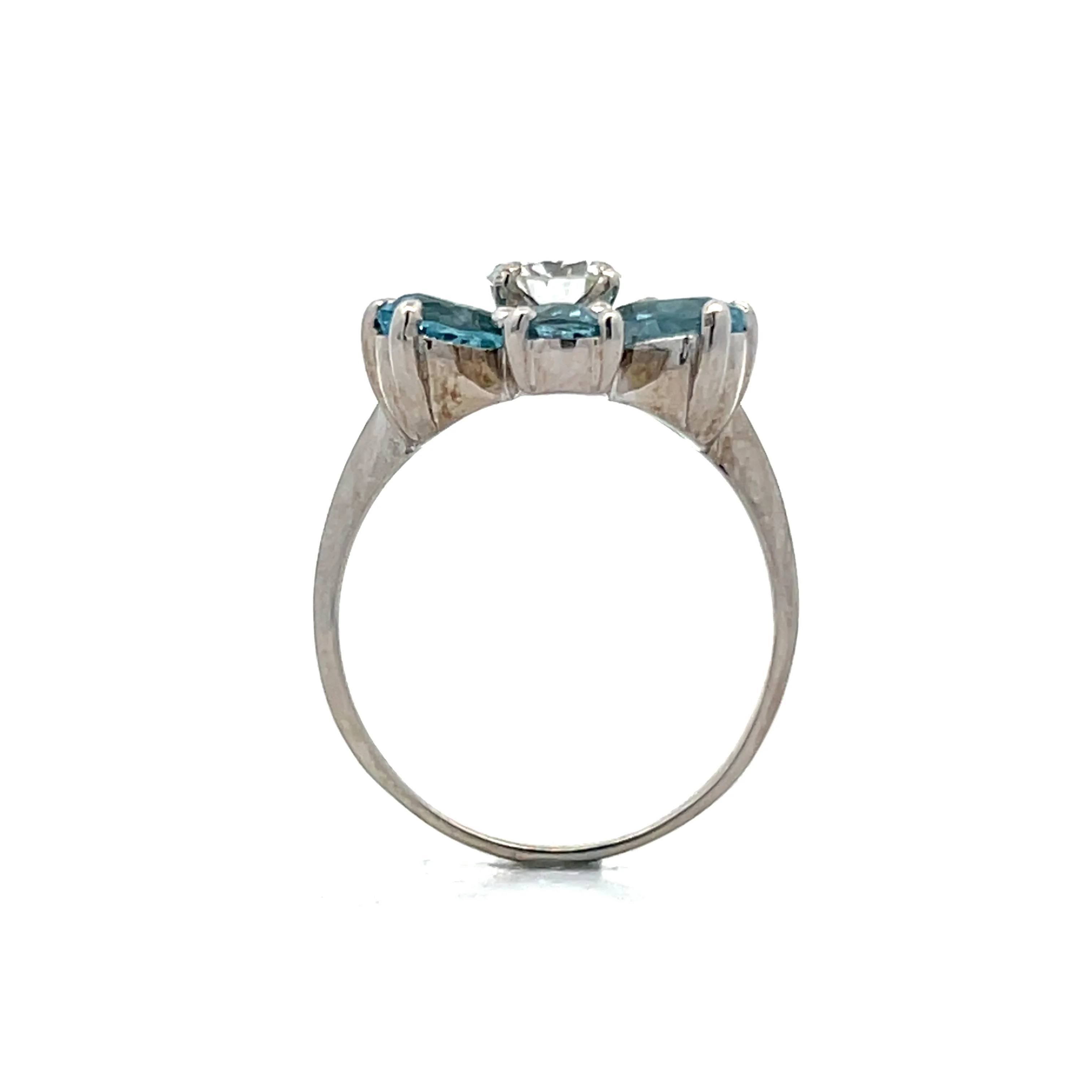 Aquamarine & Diamond Floral Cocktail Ring in 14k - Image 4