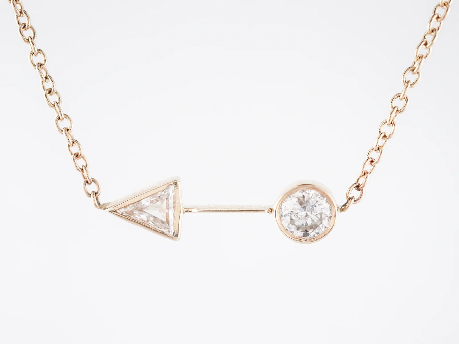 Arrow Necklace Modern .45 Round Brilliant & Trilliant Cut Diamonds in 14K Yellow Gold - Image 2