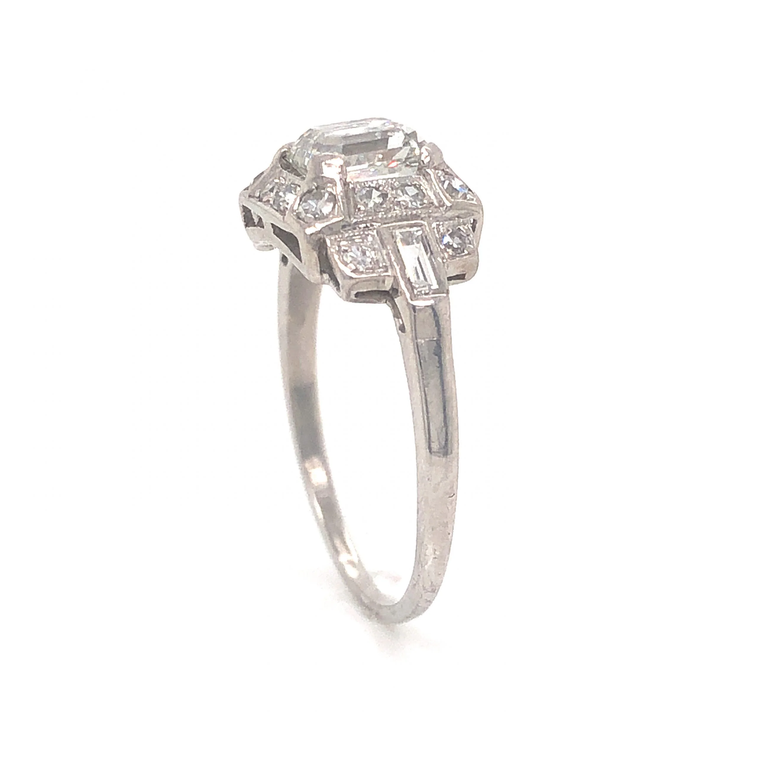Art Deco 1.05 Asscher Cut Diamond Engagement Ring in Platinum - Image 4