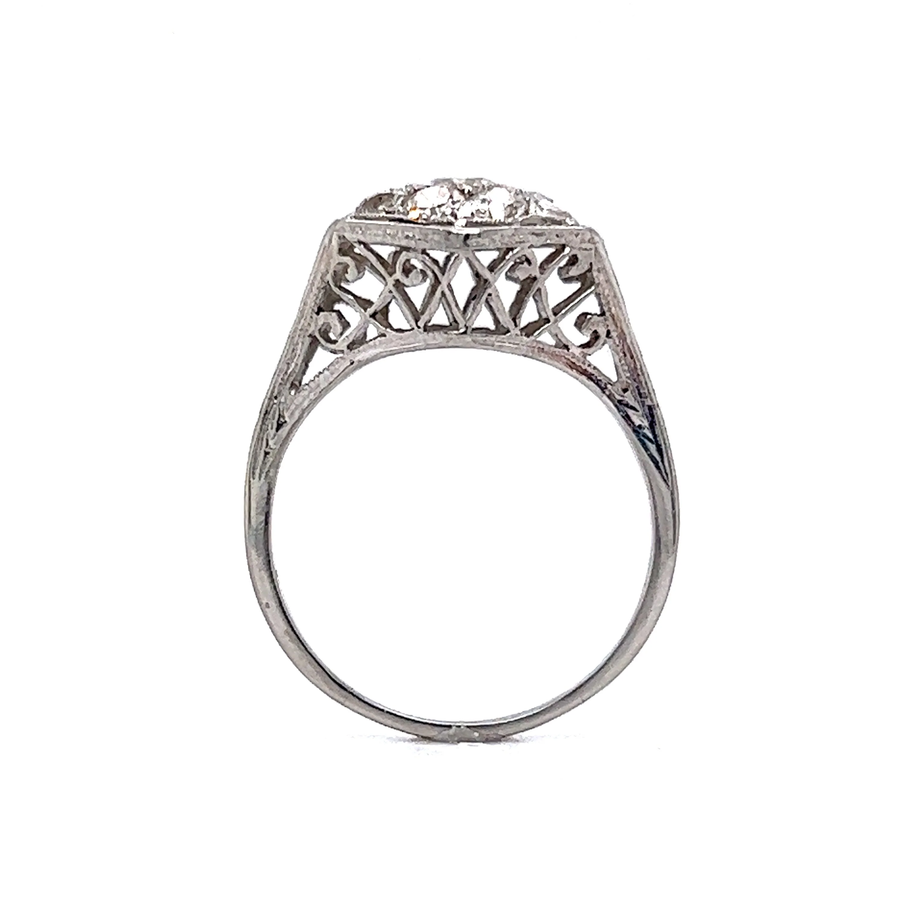 Art Deco 1.11 Diamond Cluster Engagement Ring in Platinum - Image 5