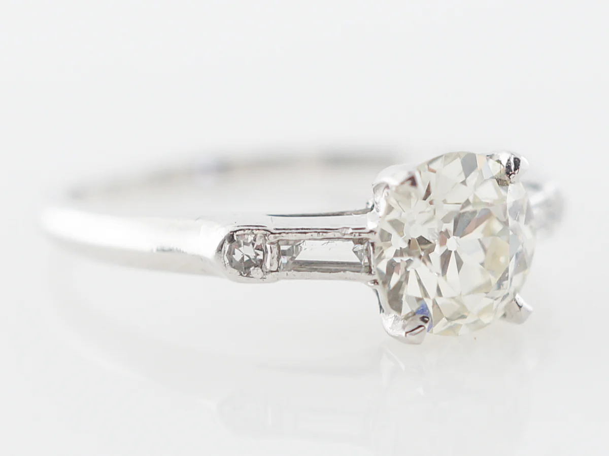Art Deco 1 Carat Old Euro Diamond Engagement Ring - Image 3