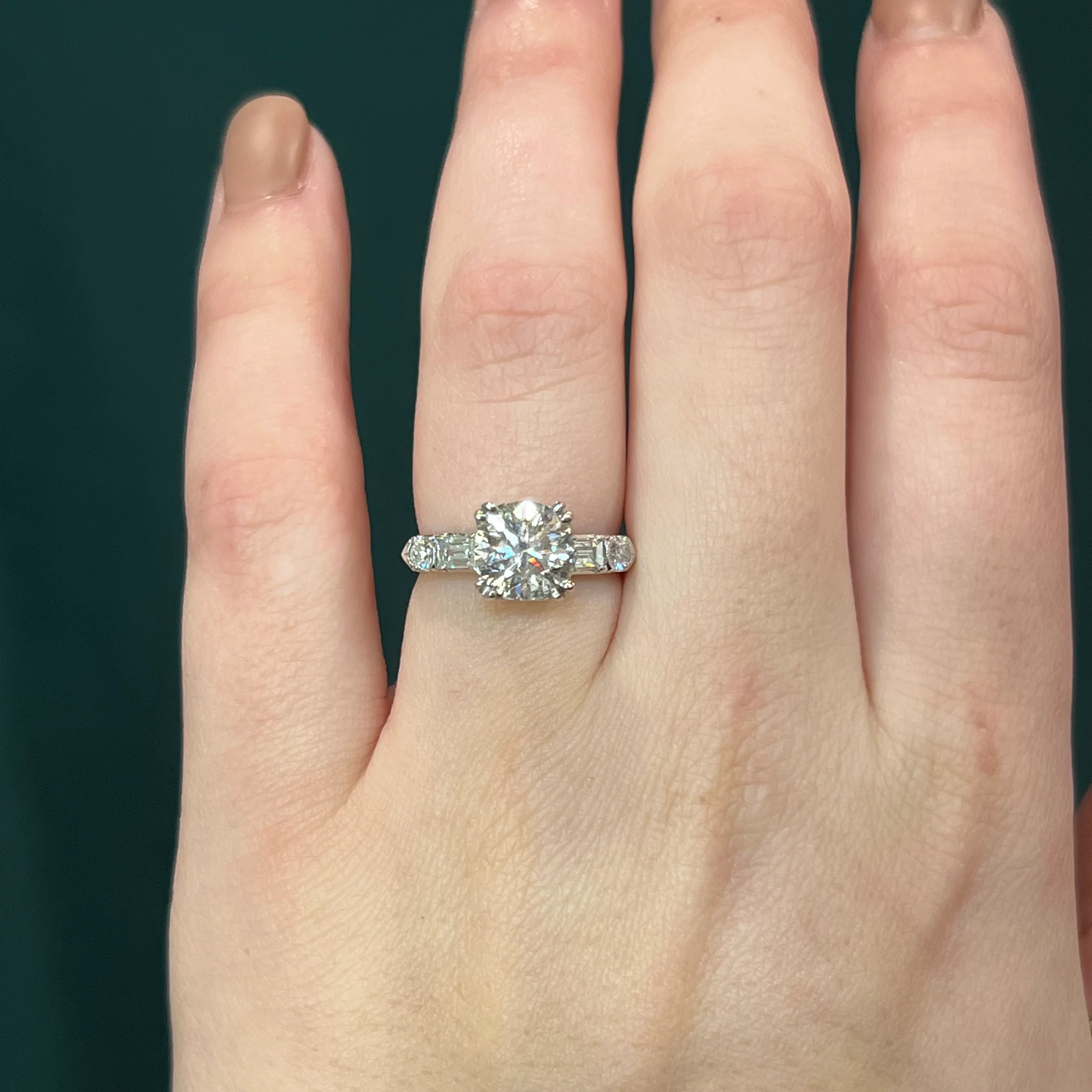 Art Deco 2.26 Carat Diamond Engagement Ring in Platinum - Image 6