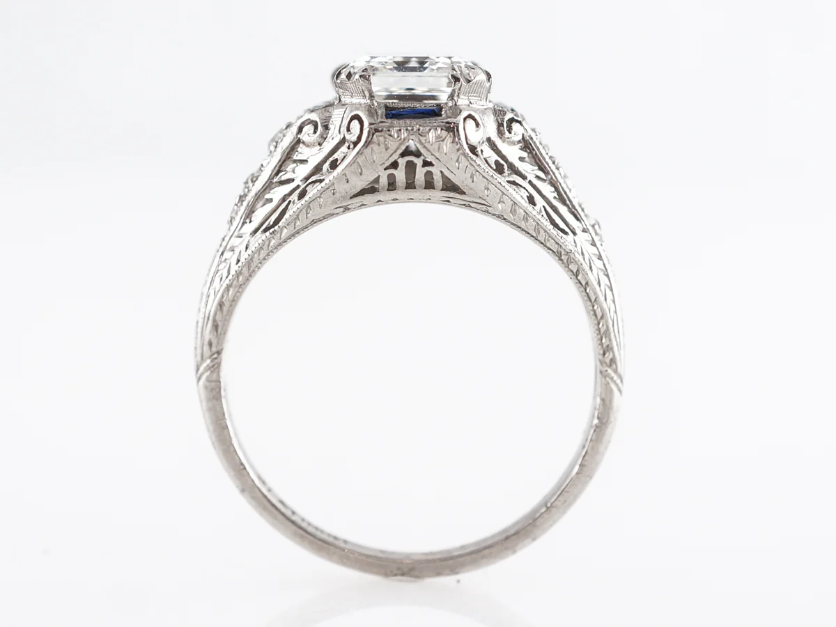 Art Deco Asscher Cut Diamond Engagement Ring in Platinum - Image 4