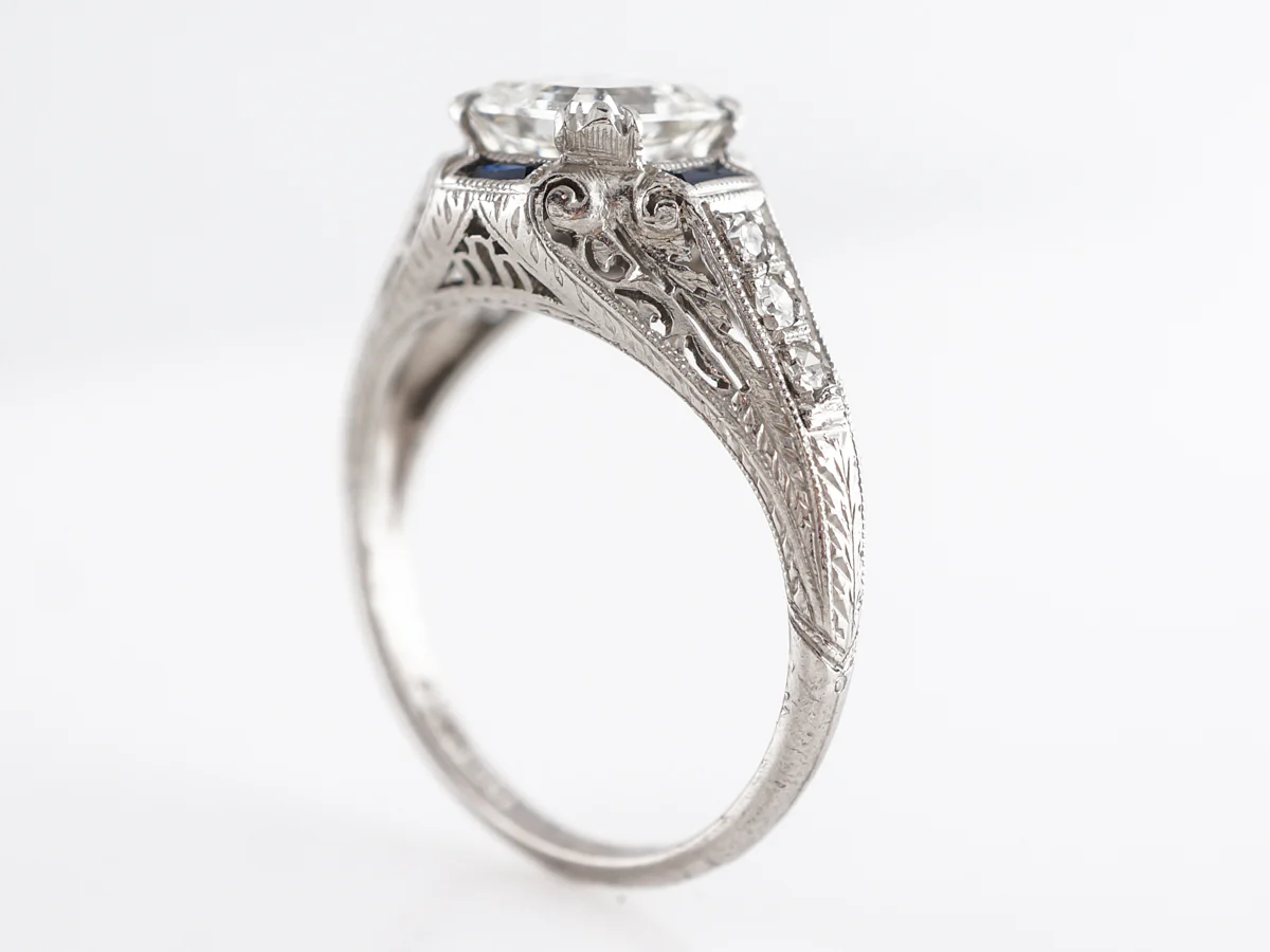 Art Deco Asscher Cut Diamond Engagement Ring in Platinum - Image 5