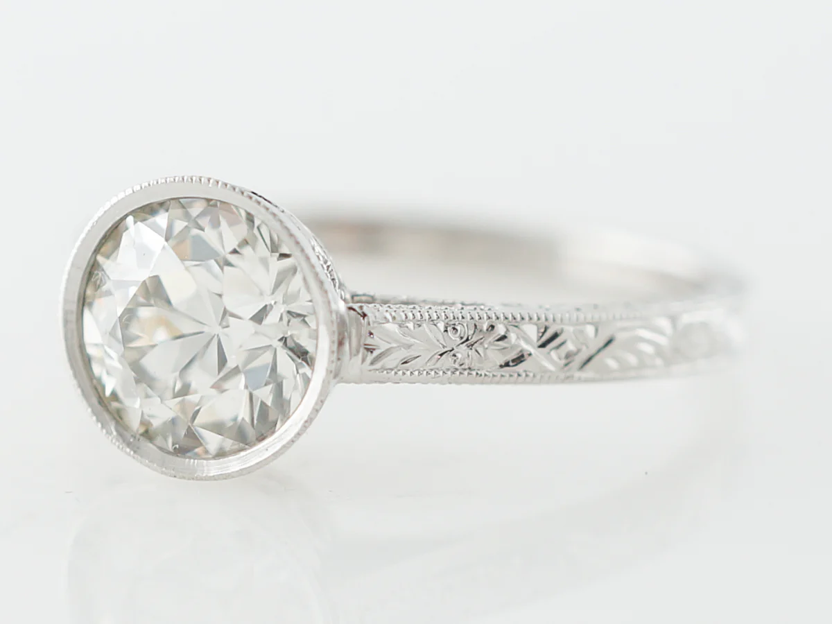 Art Deco Bezel Solitaire Engagement Ring in Platinum - Image 2