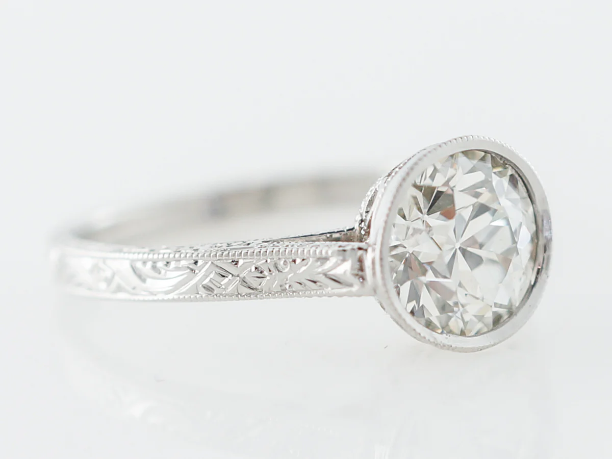 Art Deco Bezel Solitaire Engagement Ring in Platinum - Image 3