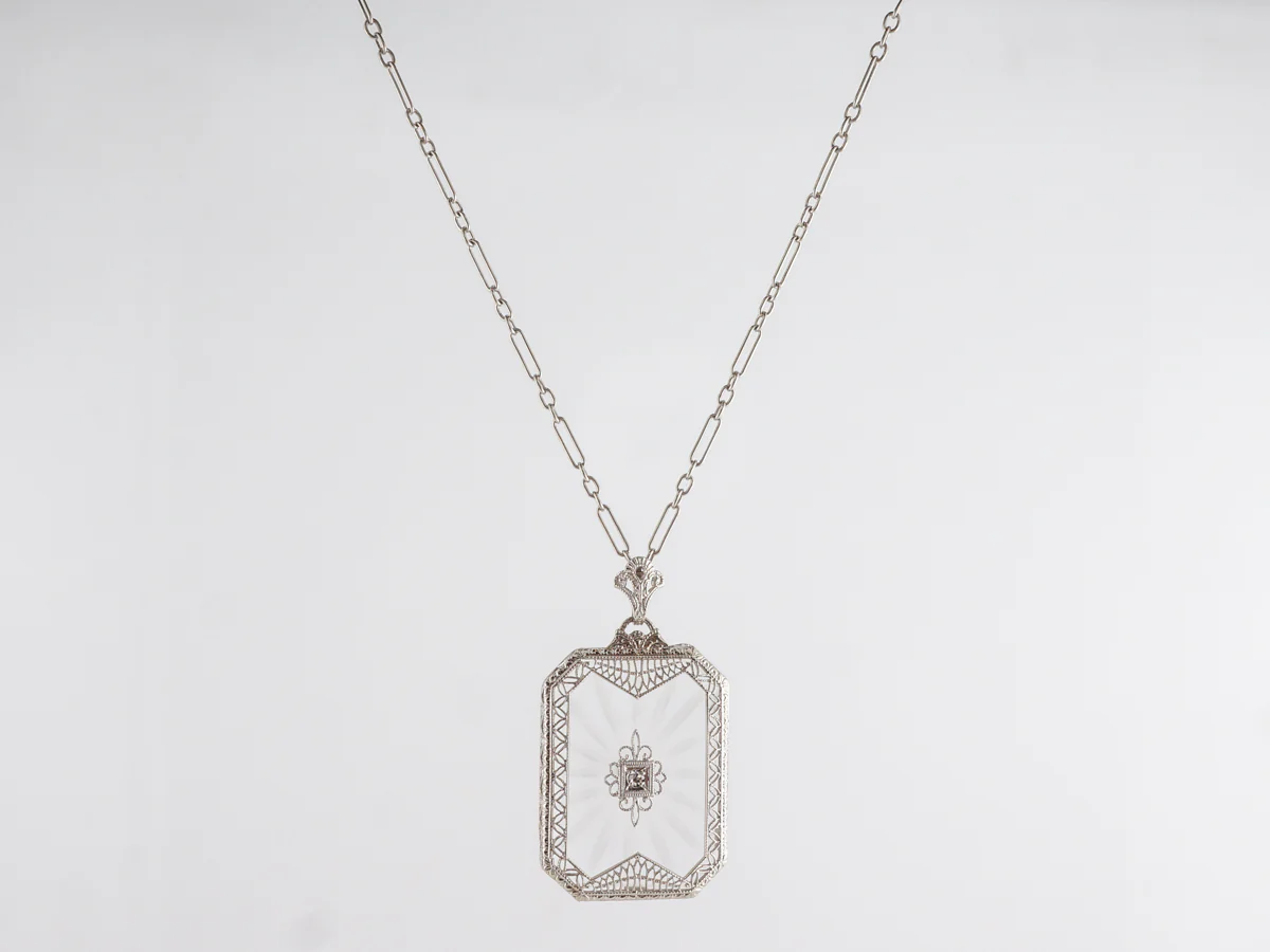 Art Deco Camphor Necklace w/ Single Cut Diamond - Image 2