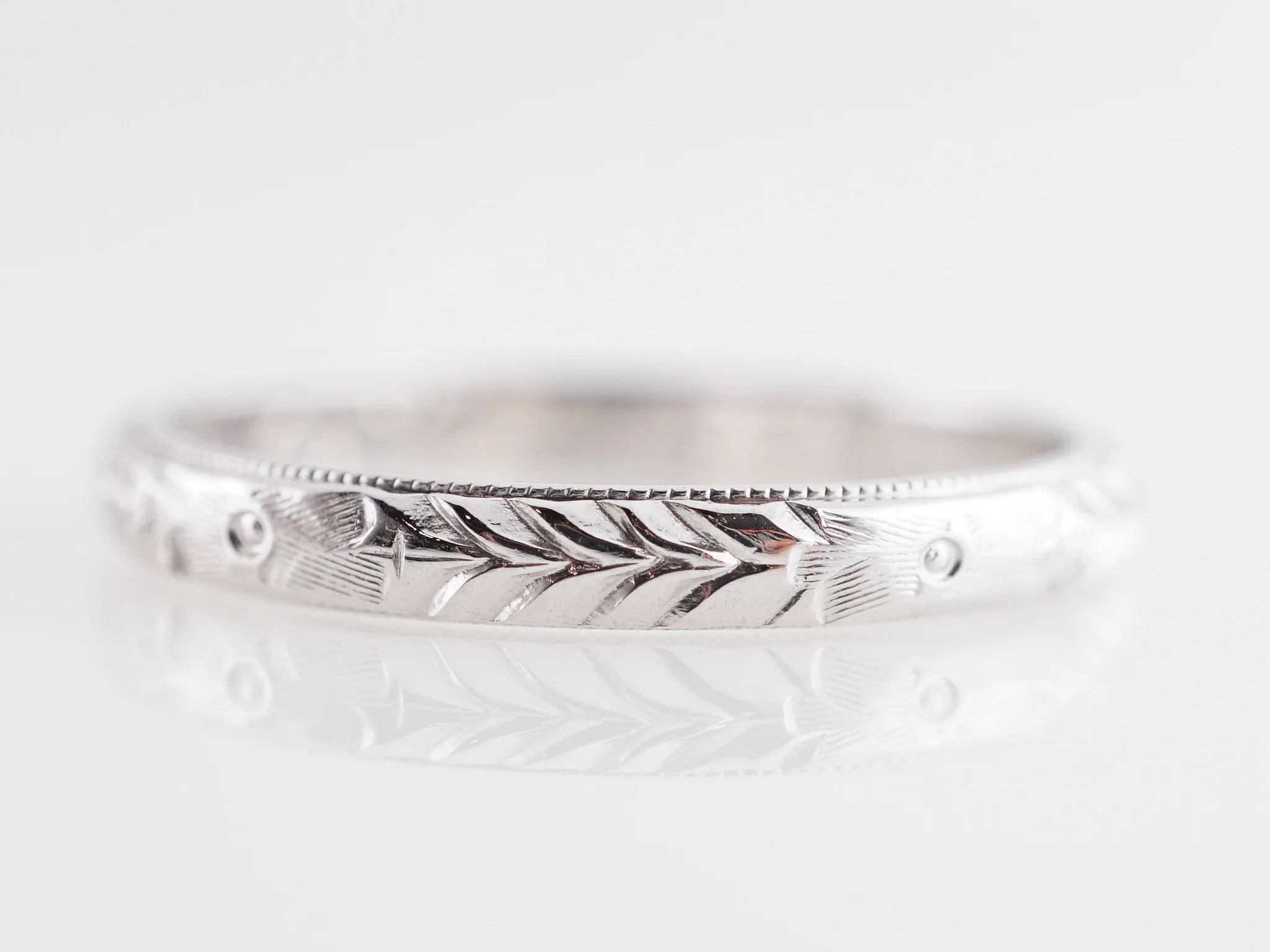 Art Deco Chevron Wedding Band in 14K White Gold - Image 2