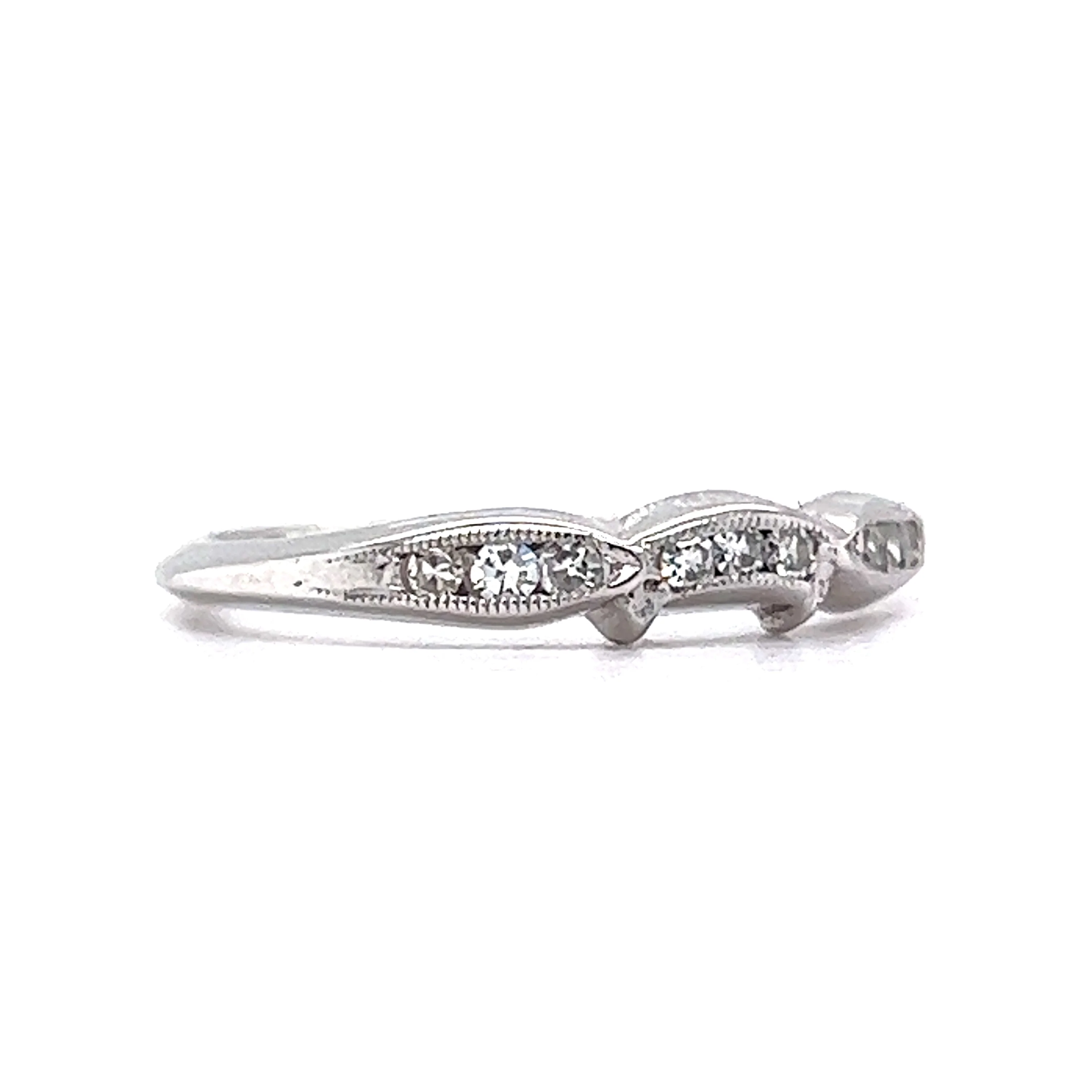 Art Deco Contoured Diamond Wedding Band in 18k White Gold - Image 3