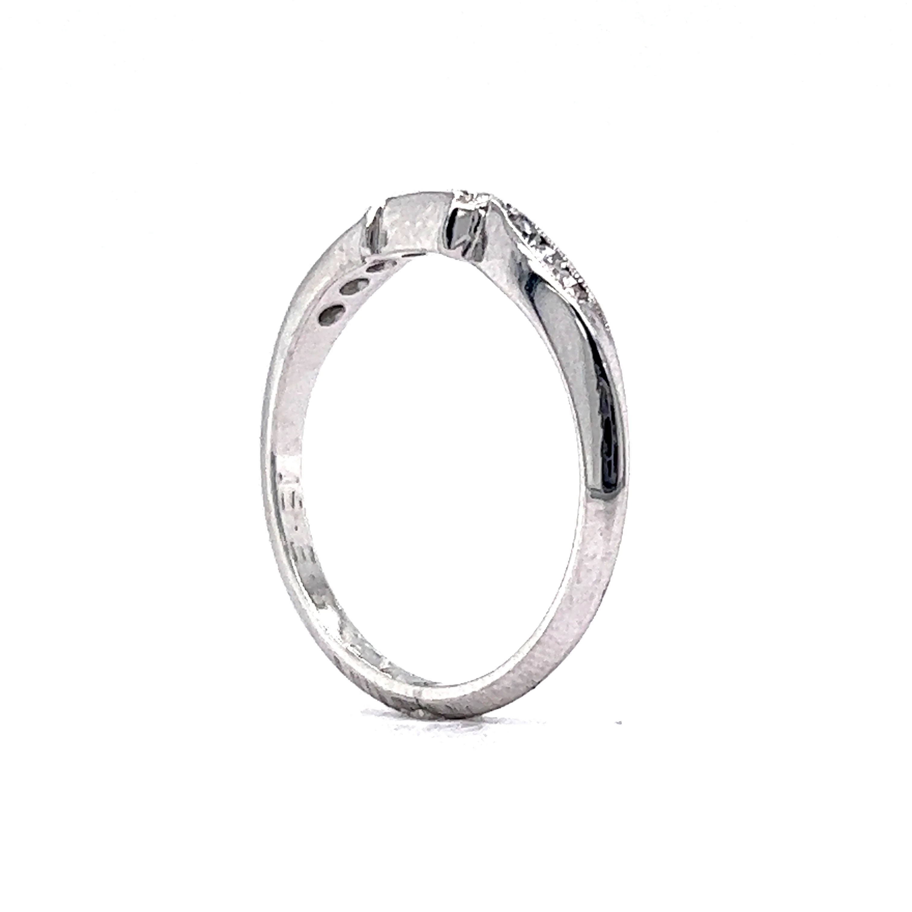 Art Deco Contoured Diamond Wedding Band in 18k White Gold - Image 5