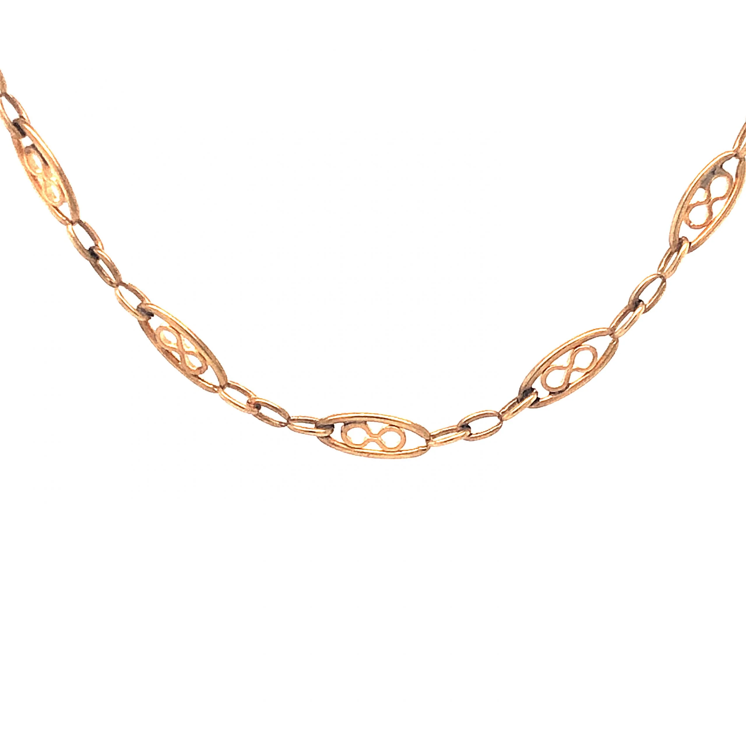 Art Deco Decorative Chain Necklace in 14k Yellow Gold - Image 2