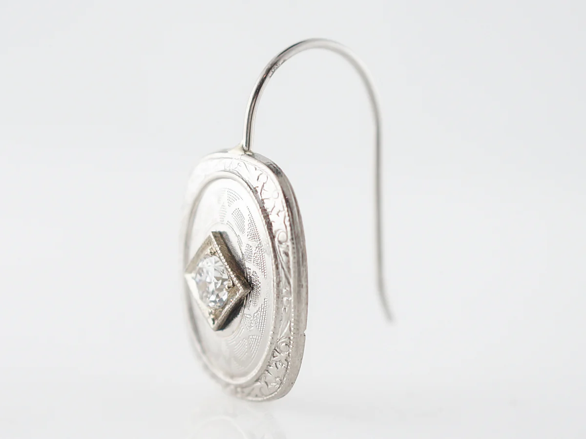 Art Deco Diamond Dangle Earrings in 14k White Gold - Image 3