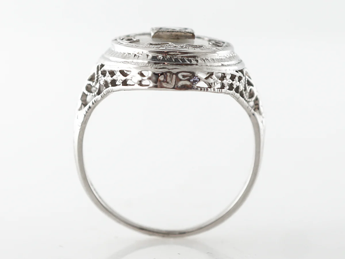 Art Deco Diamond & Glass Right Hand Ring in White Gold - Image 4