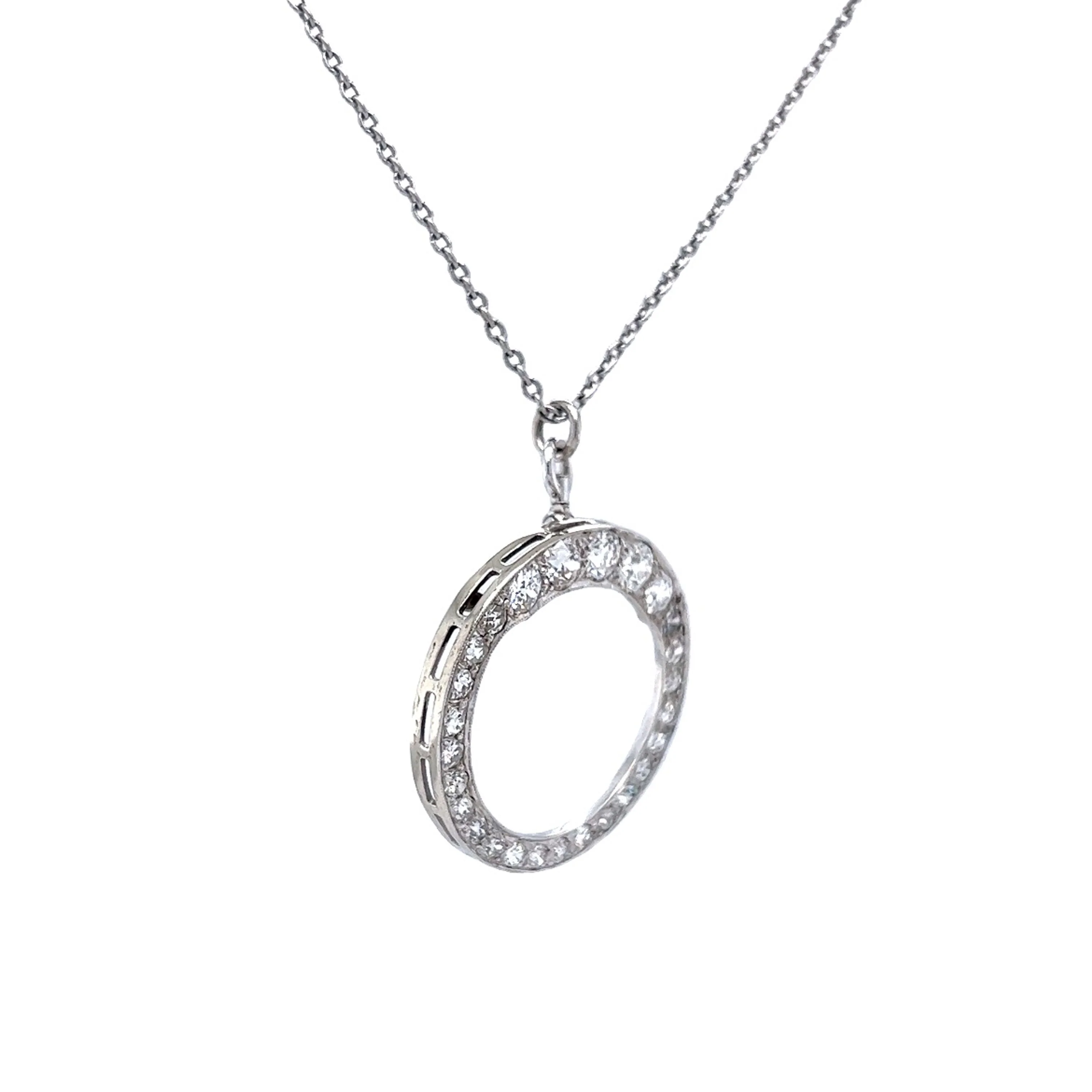 Art Deco Diamond Pendant Necklace in 14k White Gold - Image 3