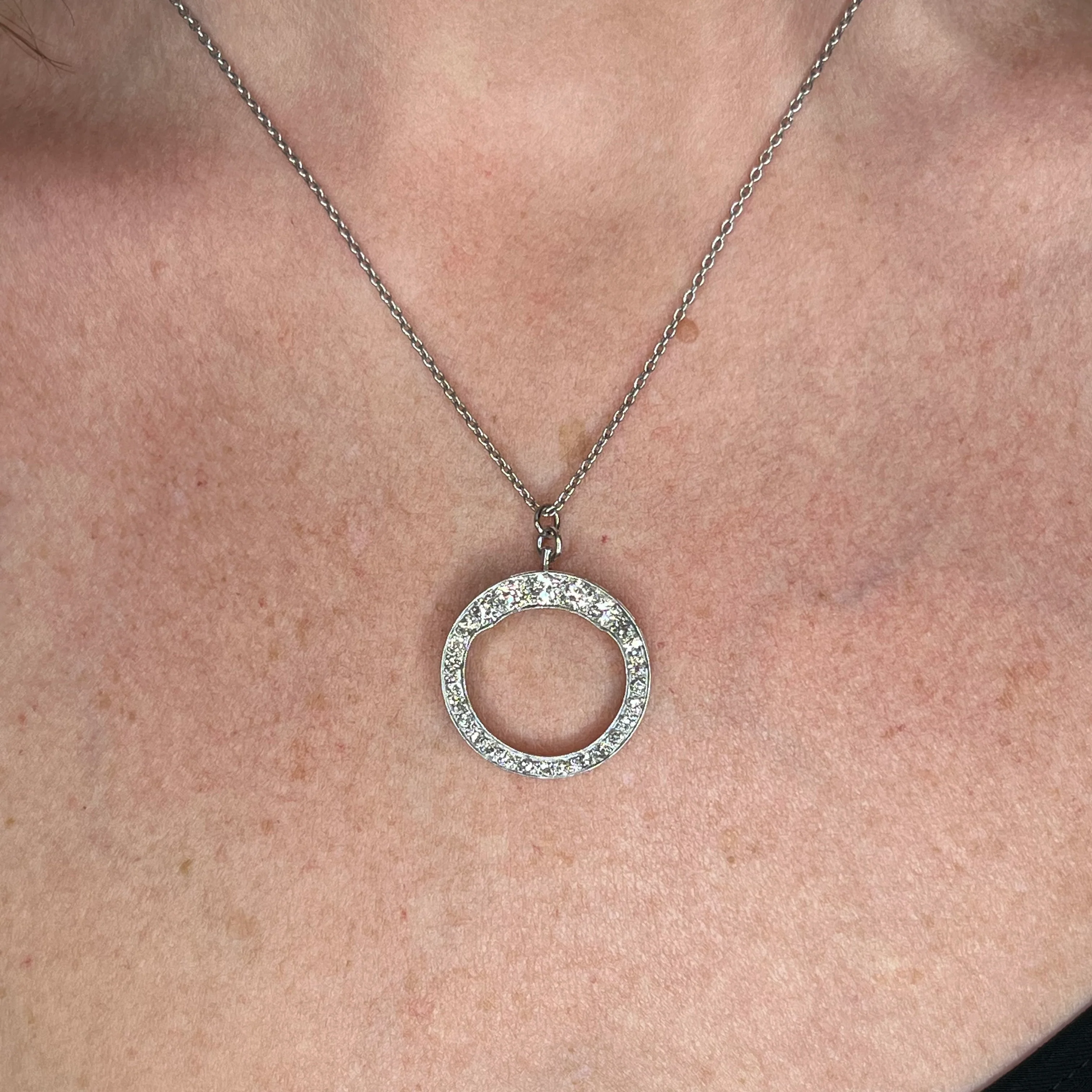 Art Deco Diamond Pendant Necklace in 14k White Gold - Image 4