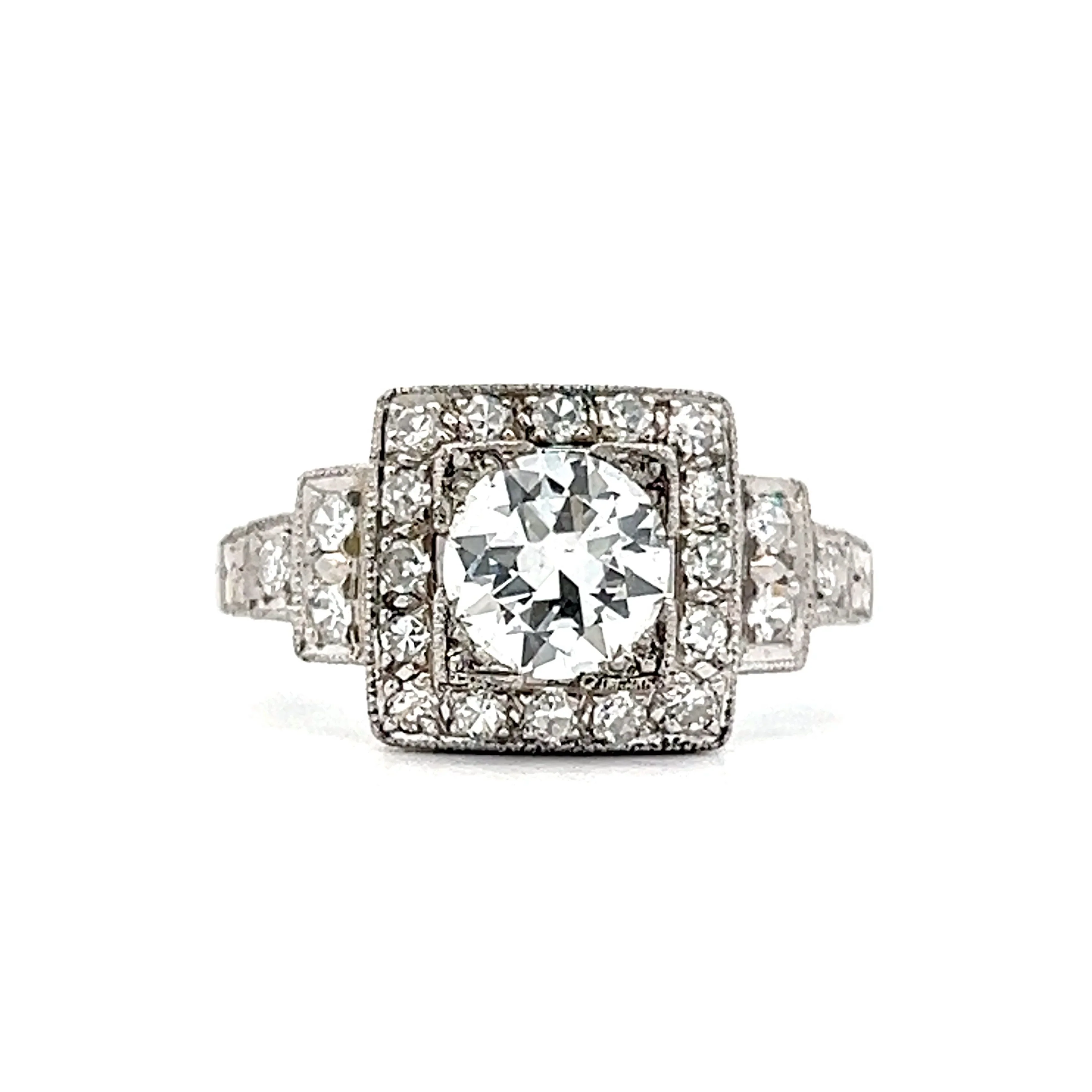 Art Deco Diamond Step Engagement Ring in Platinum