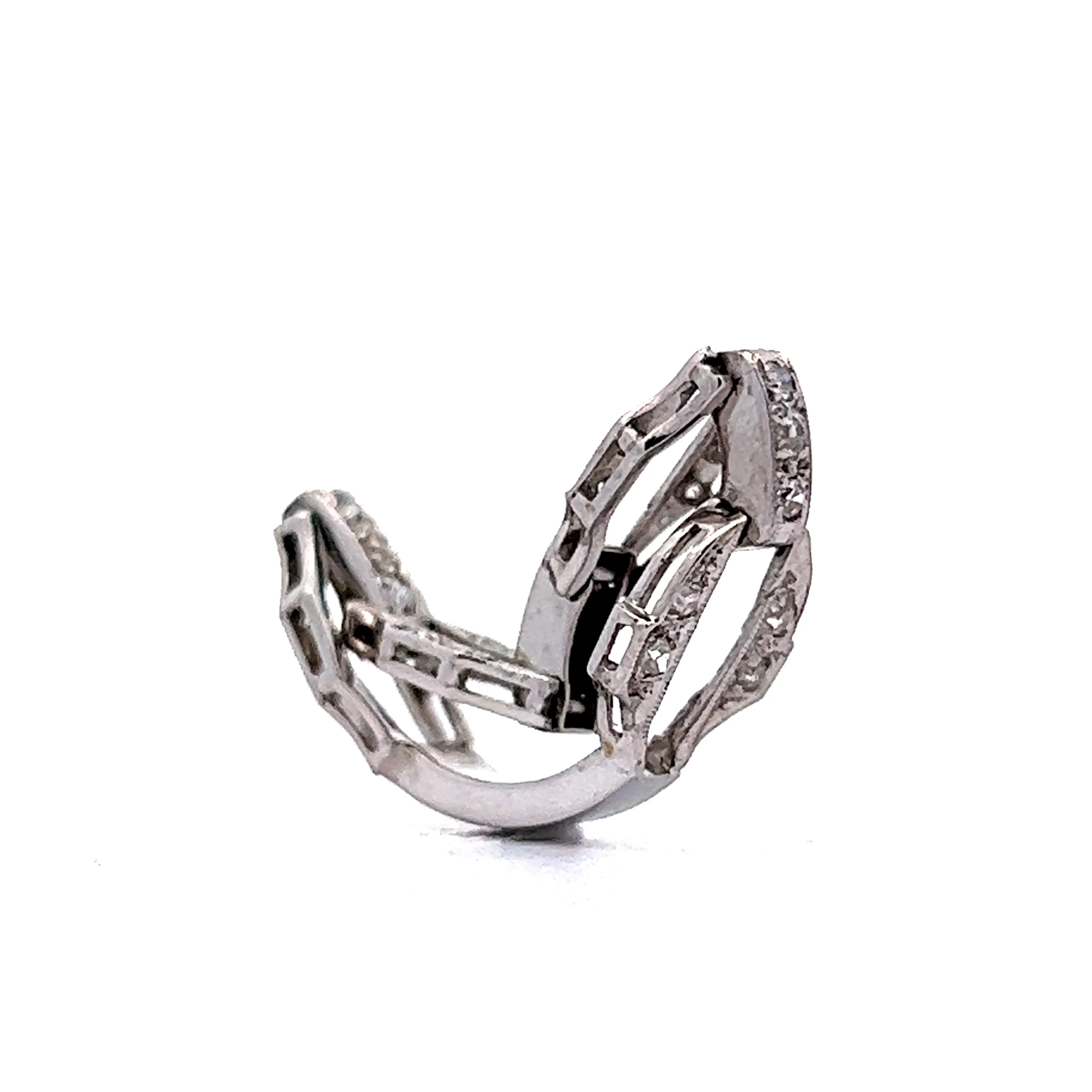 Art Deco Diamond Watch Link Conversion Ring in 18k White Gold - Image 5