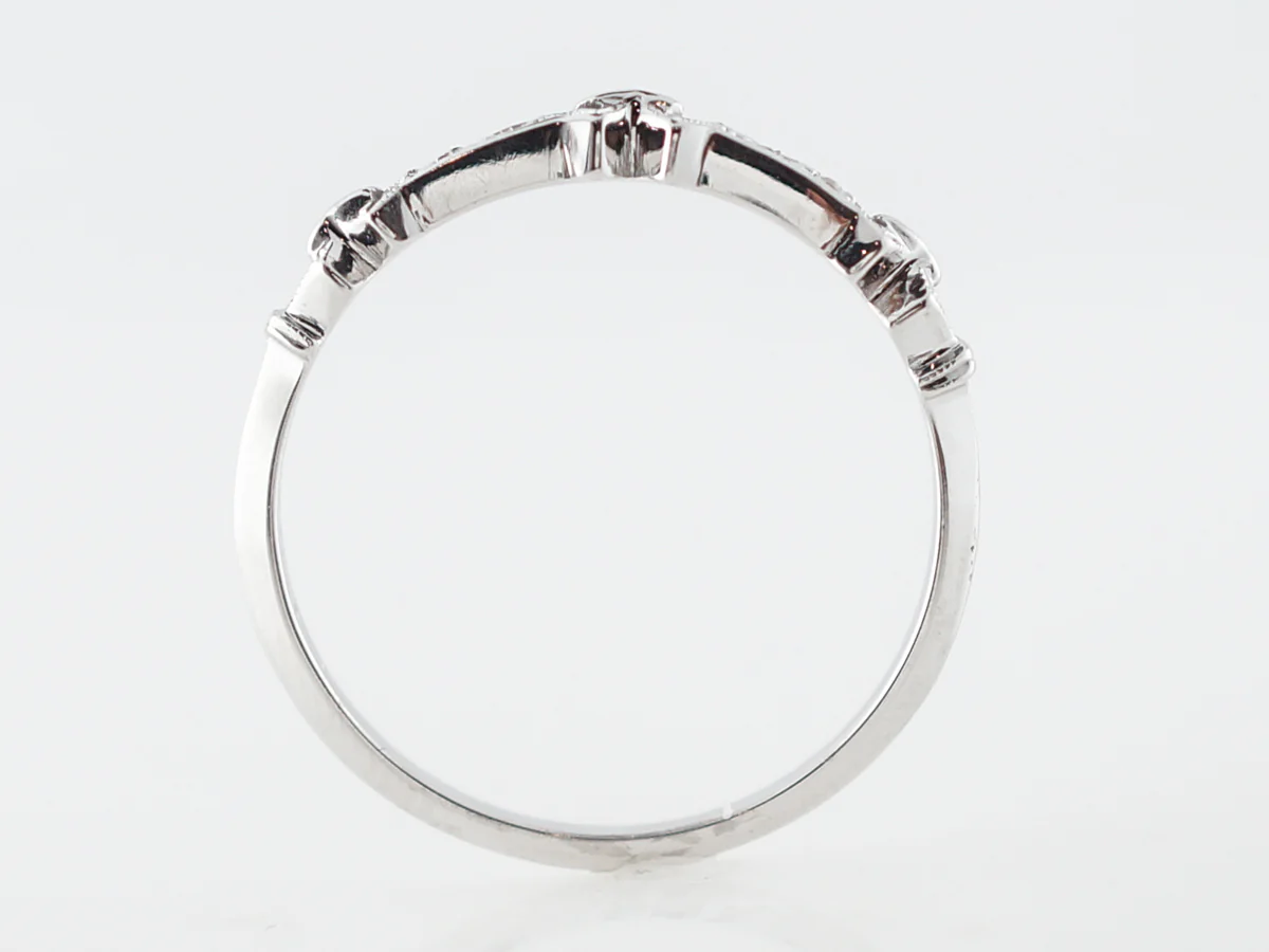 Vintage Art Deco Single Cut Diamond Wedding Band White Gold - Image 4