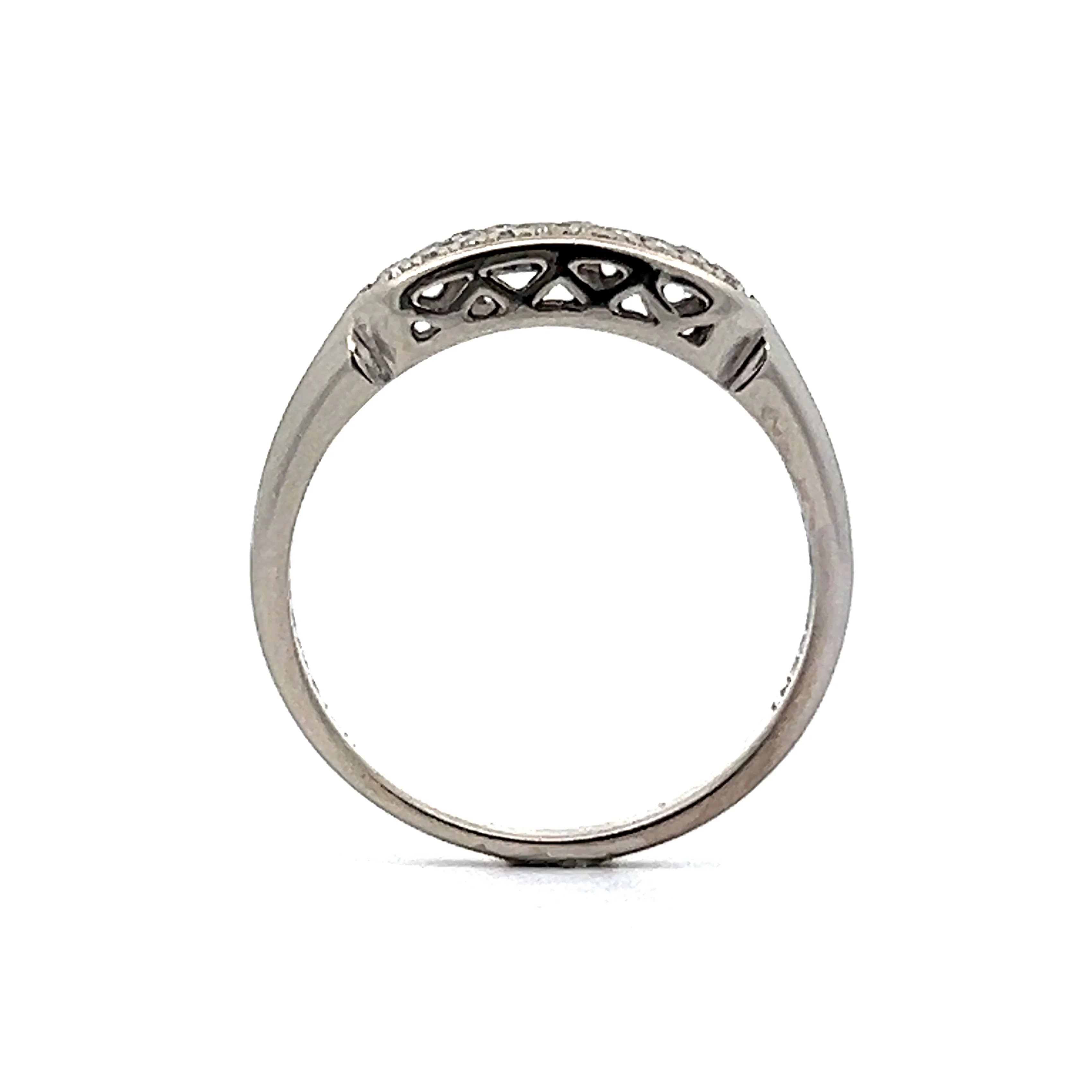 Art Deco Double Row Diamond Stacking Band in 14k White Gold - Image 4